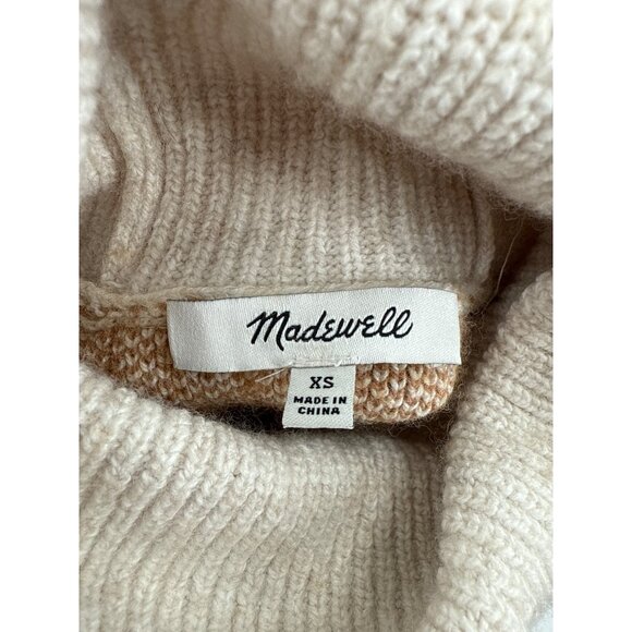 Madewell Womens Window‎ pane Turtleneck Sweater XS Merino Wool Pearldale Beige - Picture 4 of 6